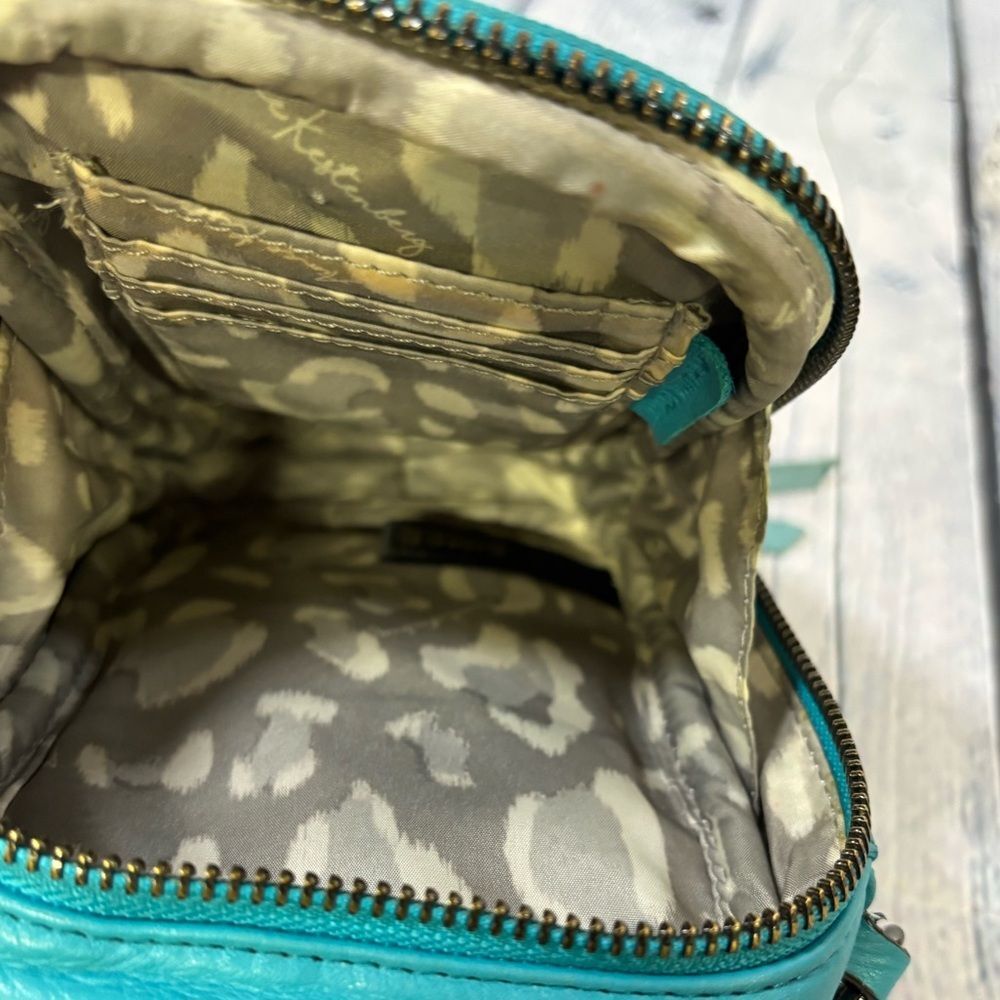 Aimee Kestenberg Tamitha Teal Leather Black Chain RFID Phone Holder Crossbody - Picture 7 of 8